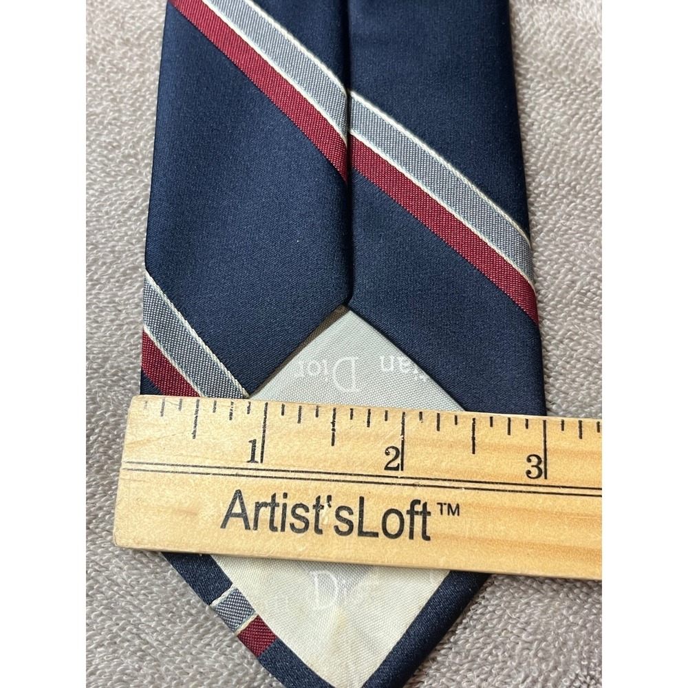 Vintage Christian Dior Premium Shiny Stripe Necktie Italy CD Logo - Picture 3 of 4